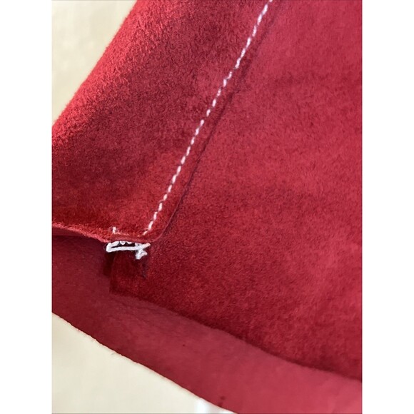 Vintage Red Suede Genuine Leather Shell Margaret Godfrey Western Boho Cape Sz XL - Picture 11 of 12